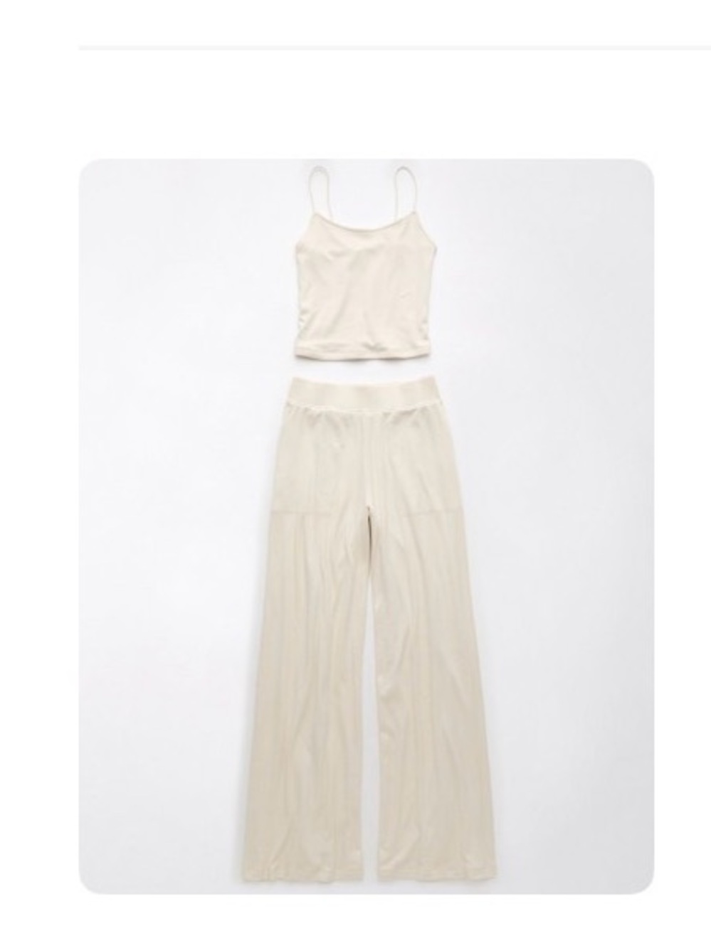 American Eagle Outfitters Cream Plush Cami PJ Set